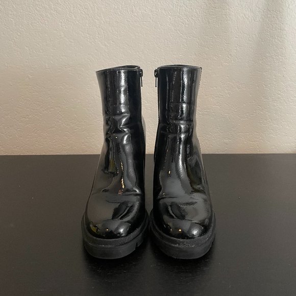 Steve Madden Vintage black patent chunky heeled ankle boots Black 9 - Picture 9 of 12